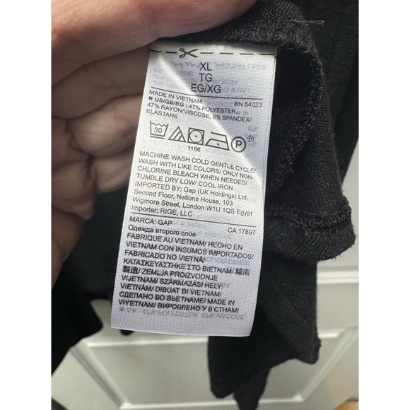 NWT GAP Black Wrap Midi Skirt | Jersey Knit Tie Waist Faux Wrap Size XL - Picture 8 of 11